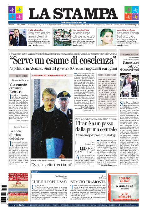 La Stampa Venerdì 10/04/2009