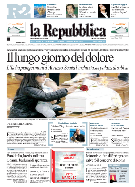 La Repubblica Sabato 11/04/2009