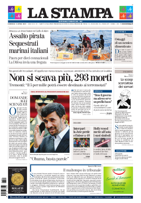 La Stampa Domenica 12/04/2009