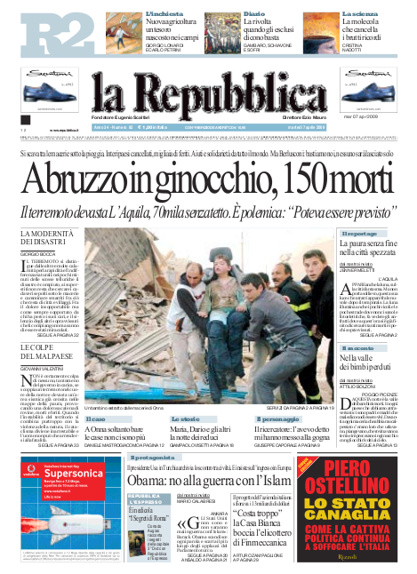 La Repubblica Martedi 7/04/2009