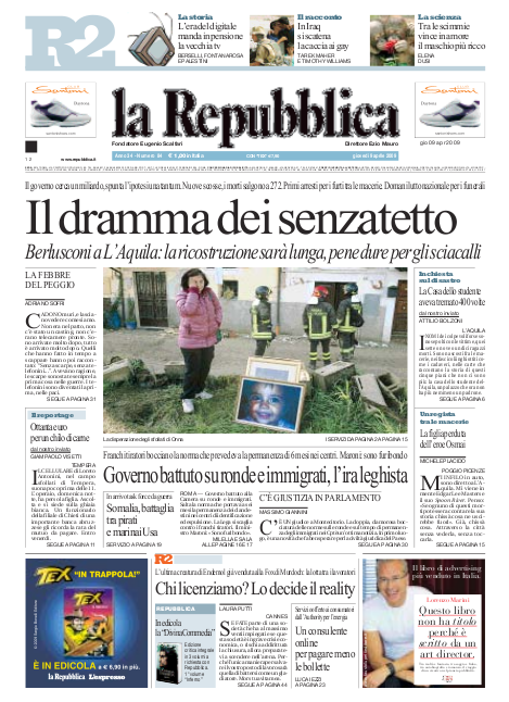 La Repubblica Giovedì 9/04/2009