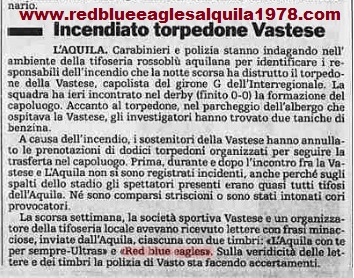 4 Marzo 1990 L'Aquila-Vastese serie D incendiato il pullman della Vastese